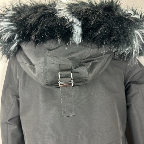 Andrew Marc of New York Black Carina Faux-Fur-Trim Hooded Rain Parka Coat XS - Picture 11 of 16